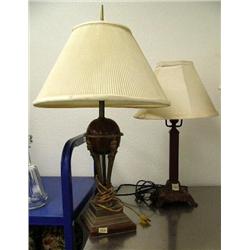 Pair of lamps- 1 has brass base other has antique style base (42)