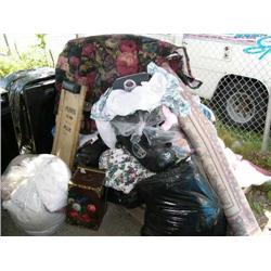 Bedding; carpet; radio; purses; nice antique style painted trunk (42)