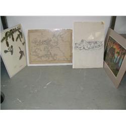 Original drawing of walruses by Spoon; early map '"The Arctic Regions of North America" by Edward We