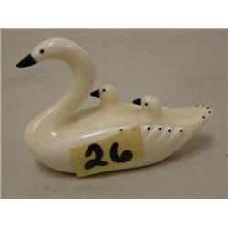 White ivory carving of swan and 2 babies by John Kokuluk from King Island (37)