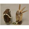 Image 3 : Soapstone and ivory musk ox; fossilized ivory spirit mask by John Koyuk (37)