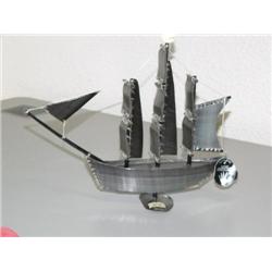 14" triple masted baleen ship made by Melford Wesley has an ivory swan on top mast very unusual piec