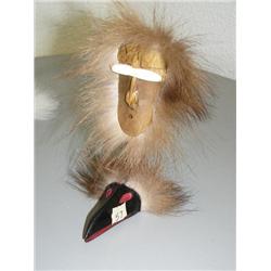 Mammoth and white ivory mask with wolverine ruff 9" tall (2)