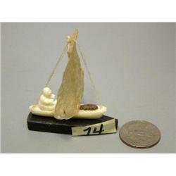 2" ivory, baleen, sinew, skin boat by Thomas Pushruk from King Island (2)