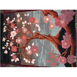 Navajo rug 64" length x 31" width; contemporary decorator's rug with floral design (53)