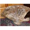 Image 2 : 2 whales carved on whale flipper bone 21" high and 28" long and on other side a group of 2 killer wh