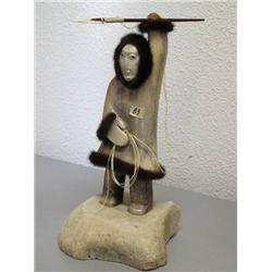 17" whale bone hunter with spear by Michael Scott (2)