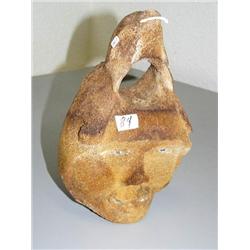 11" whale bone mask of man, seal, ivory fish- stock #322f, made by Franklin Matchian (2)