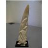 Image 1 : 9" relief carved ivory tusk mounted on baleen by William Pelowook- carved with walrus, polar bear, w