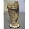 Image 2 : 6-1/2" tall on ivory and baleen base on beautiful fossilized walrus ivory carving of whale and walru