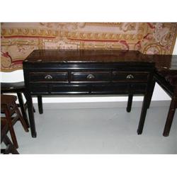 3-drawer side board with black lacquer finish ca. 1900, 35" H, 50" D, 21" W stock #029 (800)