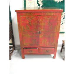CHOICE of: 2-door, 2-drawer in Chinese red lacquer cabinets, stock #1315 (800)