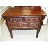 Image 1 : Carved front 2-drawer table ca. 1850, 34" H, 43-1/2" length, 28-1/2" width, stock #1294 (800)
