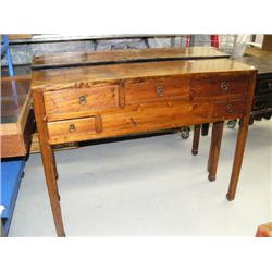 5-drawer side board, 41" H, 53" length, 13-1/2" depth, beautifully figured hardwood top, ca. 1920, s