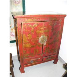 CHOICE of: 2-door, 2-drawer in Chinese red lacquer cabinets, stock #1315 (800)
