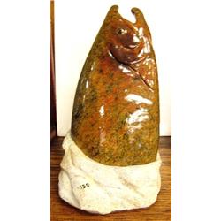 14" soapstone jumping salmon by Michael Scott (2)