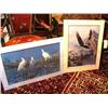 Image 1 : 2 prints: print of 9 ptarmigans by W. E. Cross #215 of 500; print of 2 soaring eagles signed by Kell