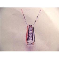 Diamond Pendant and Chain 14 K yellow gold- diamonds are princess and full cut approx. 0.25 carats- 