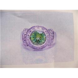 Peridot and Diamond Lady's Ring 14 K white gold- peridot is round, faceted approx. 1.50 carats trans