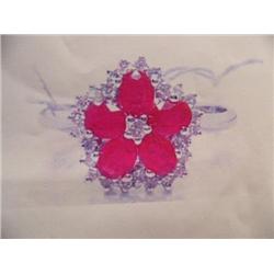 Ruby and Diamond Lady's Ring 14 K white gold- Rubies are oval, faceted approx. 1.00 carats semi-tran