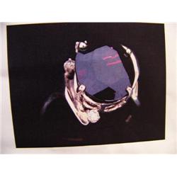 Rhodolite Garnet and Diamond Lady's Ring 14 K yellow gold- rhodolite garnet is oval, faceted dark re