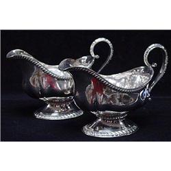PAIR OF ENGLISH SHEFFIELD SILVER PLATED GRAVY BOATS