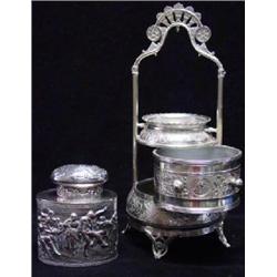 A REED AND BARTON SILVER PLATED 3 SECTIONAL JEWELRY BOX