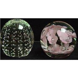 TWO GLASS PAPERWEIGHTS