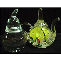 TWO GLASS PAPERWEIGHTS