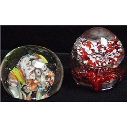 TWO GLASS PAPERWEIGHTS