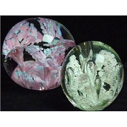 TWO GLASS PAPERWEIGHTS