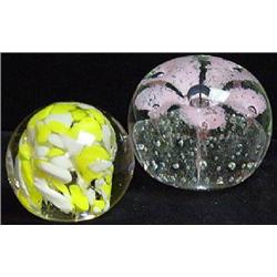 TWO GLASS PAPERWEIGHTS
