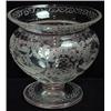 Image 1 : BLOWN CLEAR CUT FACETED AND ENGRAVED GLASS FOOTED BOWL