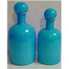 Image 1 : PAIR OF LIGHT BLUE / OPAQUE WHITE OVERLAY COLOGNE BOTTLES