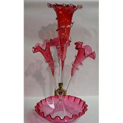 CRANBERRY ART GLASS EPERGNE