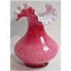 Image 1 : CRANBERRY / OPAQUE WHITE OVERLAY ART GLASS VASE