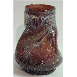 IRIDESCENT AUBERGINE ART GLASS VASE