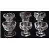 Image 1 : SIX ODD CLEAR PRESSED GLASS FOOTED OPEN SALT DIPS