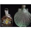 Image 1 : AN AQUA CLEAR PRESSED GLASS SEASHELL SHAPED PERFUME / COLOGNE BOTTLES