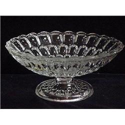 CLEAR PATTERN PRESSED GLASS LOW COMPOTE