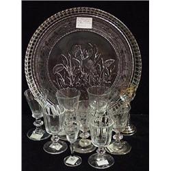 NINE ASSORTED CLEAR GLASS WINES / LIQUEUR GLASSES