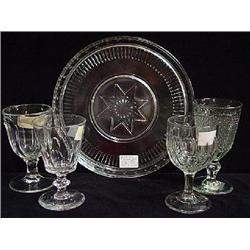 THREE ASSORTED AMERICAN PATTERN PRESSED GLASS WATER GOBLETS