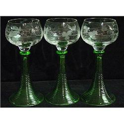 THREE BOHEMIAN WINE GLASSES