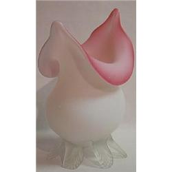 A SATIN GLASS OVERLAY ART GLASS VASE