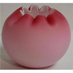 SHADED PINK BLOWN SATIN OVERLAY ART GLASS ROSE BOWL