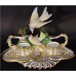 A PORCELAIN INK STAND