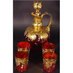 BOHEMIAN CRANBERRY LIQUEUR / CORDIAL DECANTER