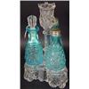 Image 1 : A CLEAR PATTERN PRESSED GLASS 3 BOTTLE CASTOR STAND