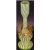 Image 1 : AN OPAQUE AND PALE YELLOW STRIPED ART GLASS BUD VASE