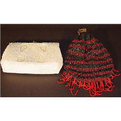 A BLACK AND RED BEADED EVENING BAG